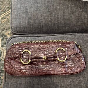 Elegant Brown Crocodile Pattern Women's Bag
